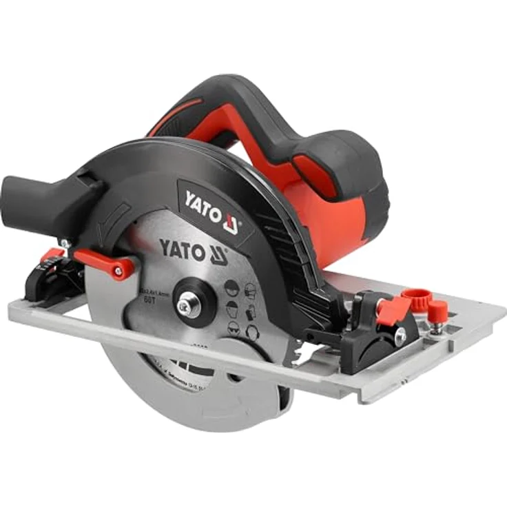 Yato Handkreissäge 1600 W, Kreissäge mit 190 mm Sägeblatt, 60 Zähne, 66 mm Schnittiefe, 0–45° Schnittwinkel, inkl. Führungsschiene – Bild 3