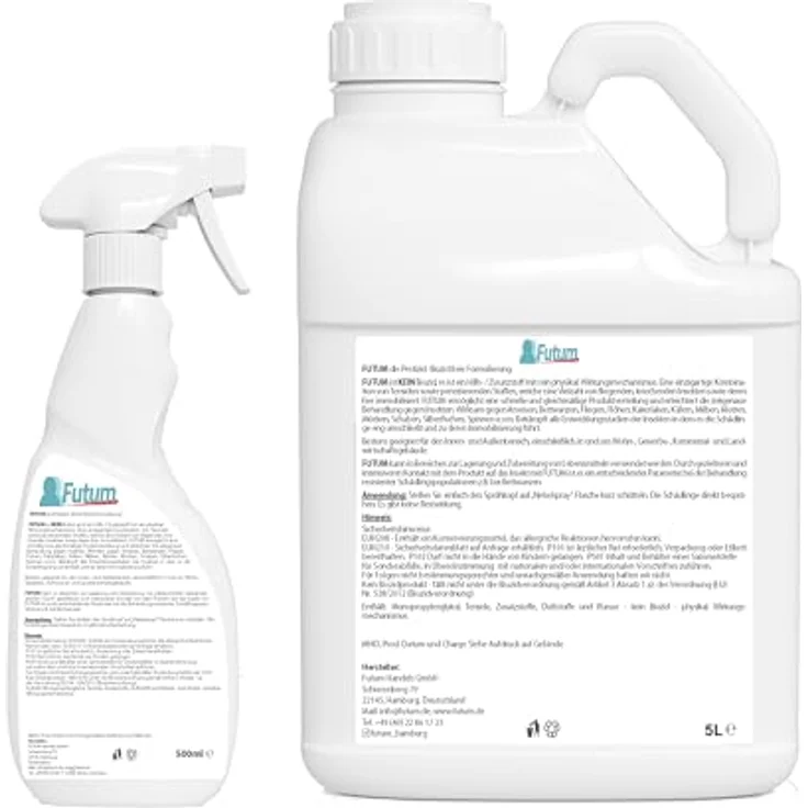 FUTUM Biozidfreies Teppichkäfer-Mittel 5 Liter + 500ml - mechanische Wirkung gegen Teppichkäfer Zuhause - Effektives Mittel bei Käfer Problemen im Haus – Bild 2