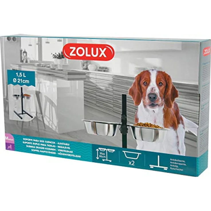 Zolux Futterhalter für mittelgroße und große Hunde, verstellbar, 2 x 1,5 l – Bild 3