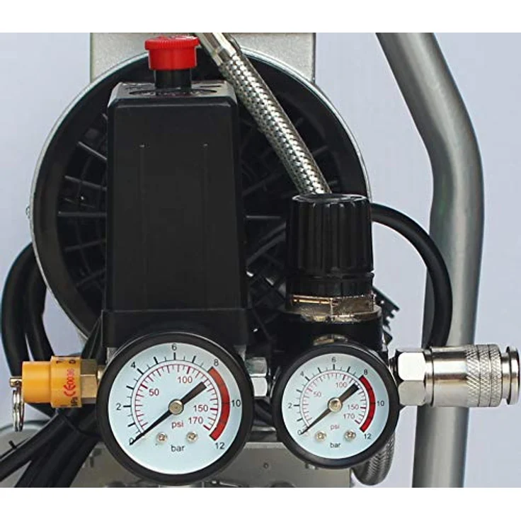 HYUNDAI Silent Kompressor SAC55751 (tragbarer Druckluftkompressor, ÖLFREI, Flüsterkompressor mit 59 dB(A), 6 L Druckbehälter, 8 bar, 550 W / 0.75 HP, Ansaugleistung 93 L/Min) – Bild 2