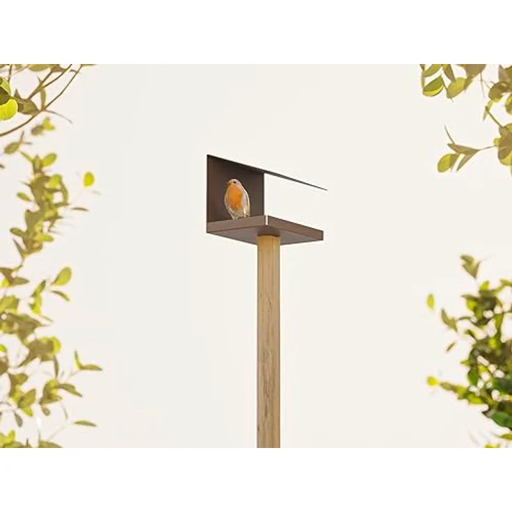 ALBERTS 355104 Vogelhäuschen Schrägdach aus Stahl in rosabraun | DIY Vogelfutterhaus zum Aufhängen oder Hinstellen | Größe 120 x 150 x 120 mm – Bild 2