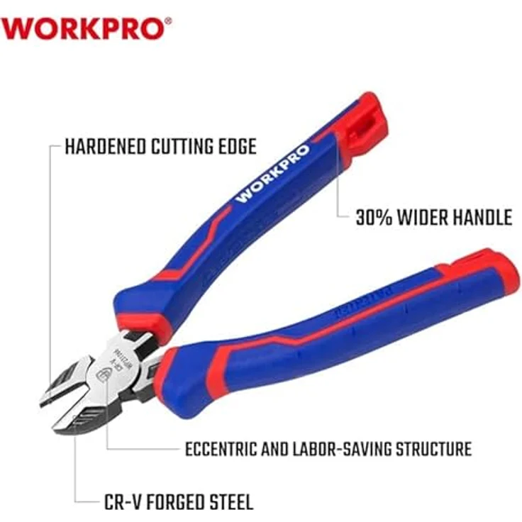 WORKPRO Seitliche Crv-Schneidzange, 180 mm, ergonomischer Griff – Bild 3