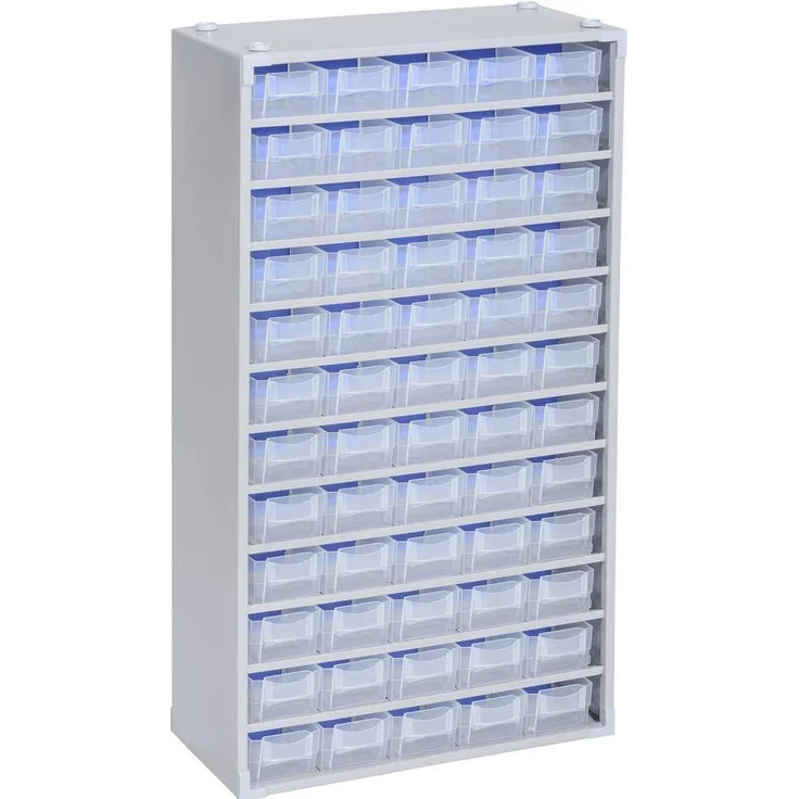Allit Werkstattschrank, Metall-Kleinteilemagazin, 60 Schubladen mit 60 Trennstege, HxBxT 565x300x140 mm, pulverbeschichtet, hochwertig und langlebig – Bild 1