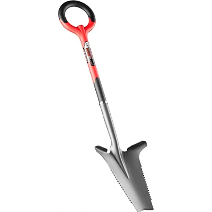 Root Slayer® Spaten Wurzelspaten Mehrzweckschaufel, Kohlenstoffstahl Klinge mit Zähnen, Multifunktionsspaten, ergonomischer runder Griff, 360°, blau – Bild 2