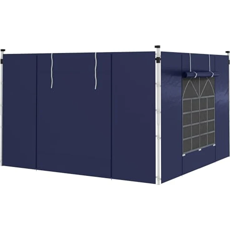 Outsunny Pavillonseitenteil, 2er Set Seitenwände mit Fenster und Tür, 295x195 cm, passend für 3x3m und 3x6m Pavillons, Oxford, Blau – Bild 1
