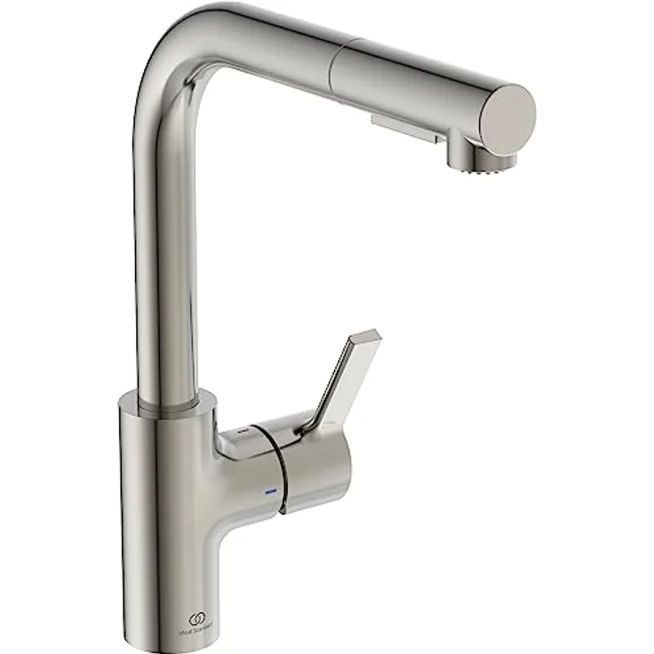 Ideal Standard BD420GN Gusto Küchenarmatur L-Auslauf mit 2-Funktionsbrause, Ausladung 235mm, Silber (Silver Storm)