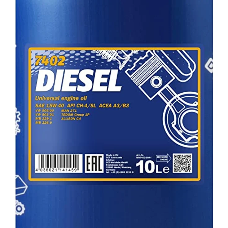Mannol Diesel 15W-40 Motoröl 10L – Bild 2