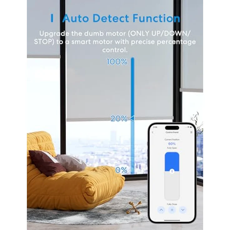 Meross Matter Smart Rolladenschalter WLAN 55x55mm, Jalousieschalter für Smart Home, kompatibel mit Apple HomeKit, Alexa und Google Home, präzise Steuerung von 1%-100%, Neutralleiter erforderlich – Bild 5