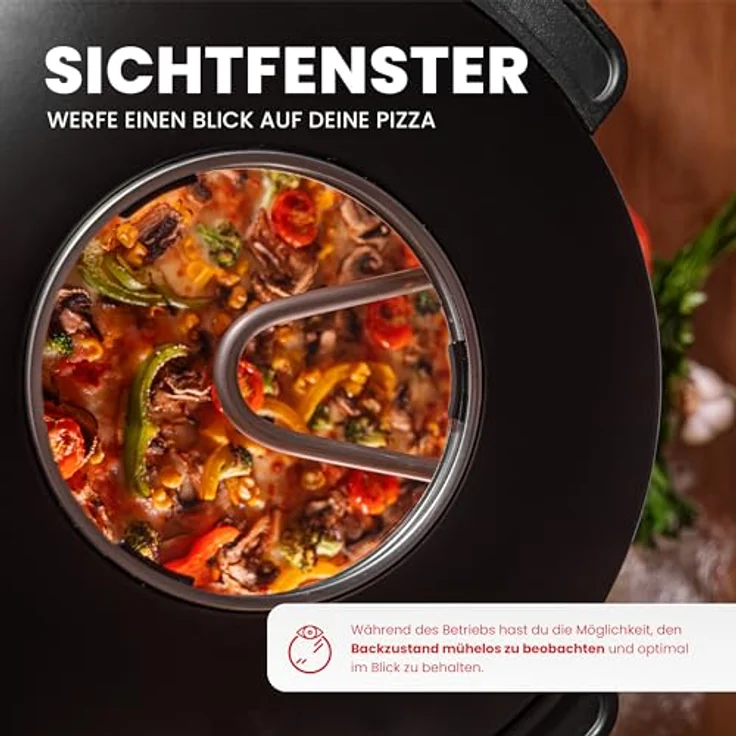 GENTOR Pizzaofen Pizzamaker 1200W 220-240V Elektrischer Pizzaofen mit feuerfestem Pizzastein bis 420 Grad – Bild 7