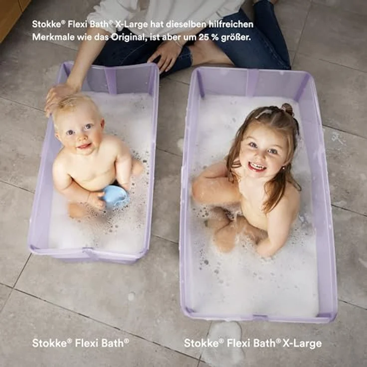 Stokke Flexi Bath® X-Large, geräumige faltbare Babybadewanne mit rutschfestem Boden und wärmeempfindlichem Stöpsel, für Kinder bis 6 Jahre – Bild 4