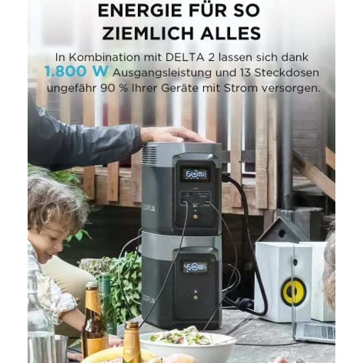 EcoFlow EF ECOFLOW Delta 2, erweiterbarer Zusatzakku 1024Wh mit Kapazitätserweiterung bis 6 kWh, 5 Jahre Garantie – Bild 7