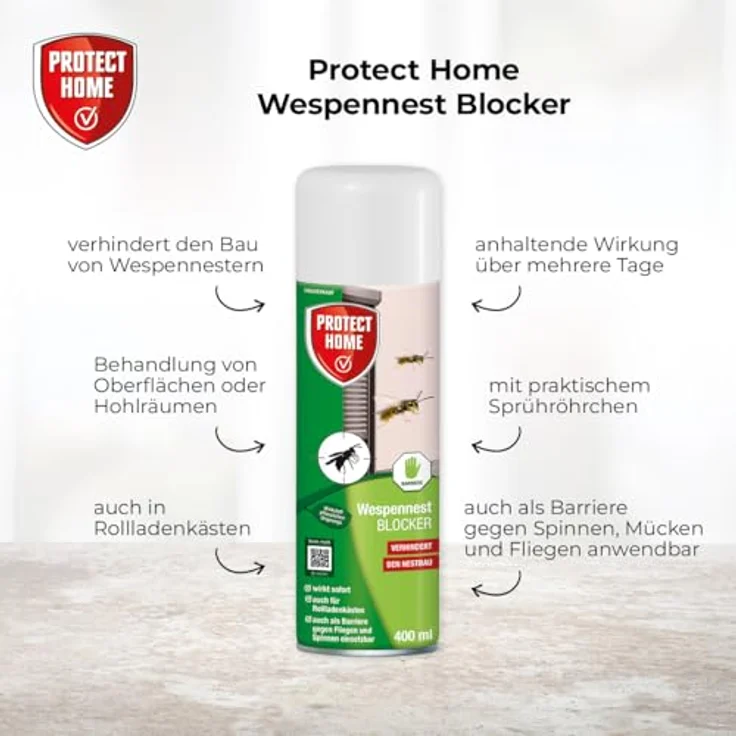 PROTECT HOME Wespennest Blocker 400 ml Dose mit Sprühröhrchen, sofortiger Wirkungseintritt und nachhaltige Wirkung über mehrere Tage – Bild 2