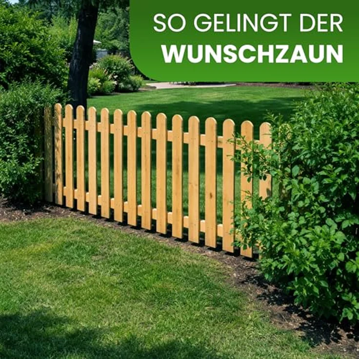 Gartenpirat Holzpaket für Gartenzaun Typ A, Lattenzaun 180 cm x 60 cm, Kiefer imprägniert, inkl. Schrauben – Bild 3