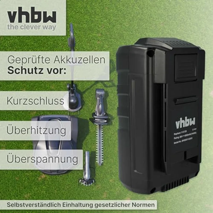 VHBW Akku kompatibel mit AL-KO Moweo 3.85 Li, LB 4060, MT 40, Moweo 42.5 Li, Moweo 46.5 Li Rasenmäher, 4000mAh, 36V, Li-Ion, schwarz – Bild 5