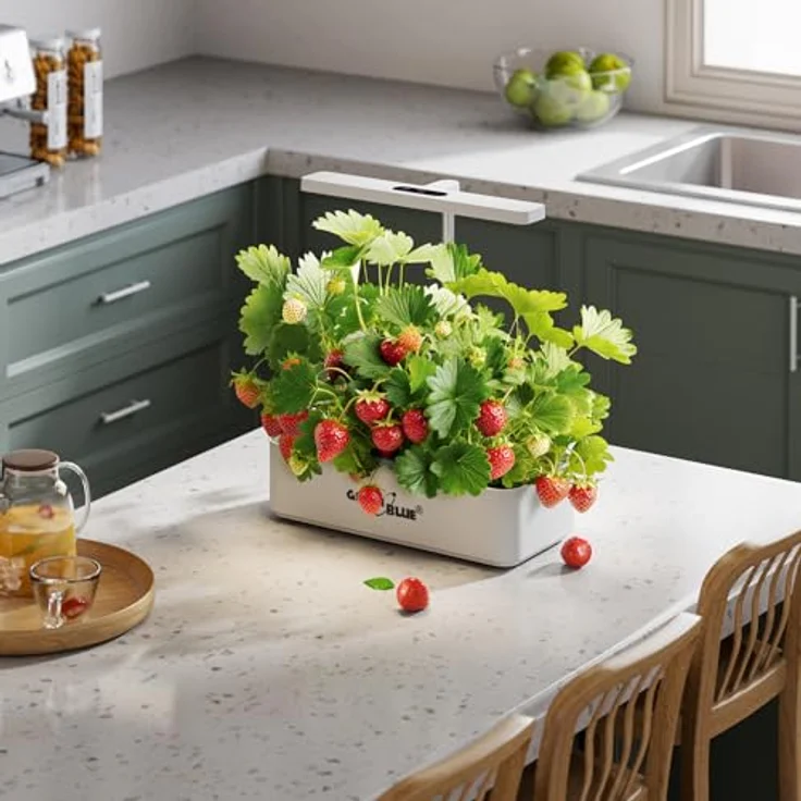 GreenBlue GB133 SMART Blumentopf, Intelligentes Indoor-Pflanzenaufzuchtsystem für 12 Pflanzen, 4L Wassertank, Vollspektrum-LEDs, Weiß – Bild 5