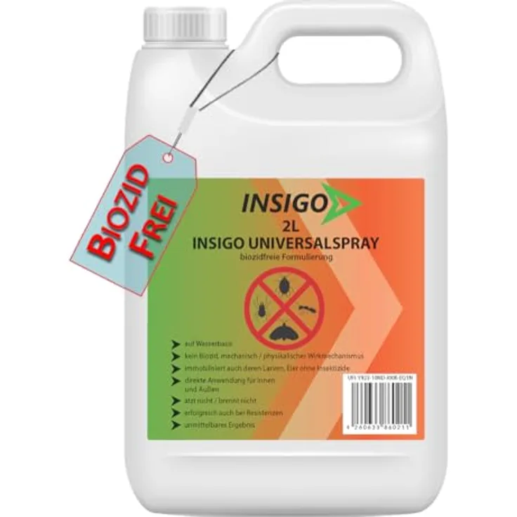 INSIGO Insektenspray Universalspray, 2 l, biozidfreie Formel, geruchsarm, auf Wasserbasis, nicht brennend/ätzend