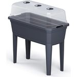 Kunststoff Hochbeet mit Treibhaus Deckel - 78 x 75 cm - Anzucht Gewächshaus auf Beinen - Anzuchthilfe Frühbeet Blumenkasten Pflanzkübel mit Abdeckhaube