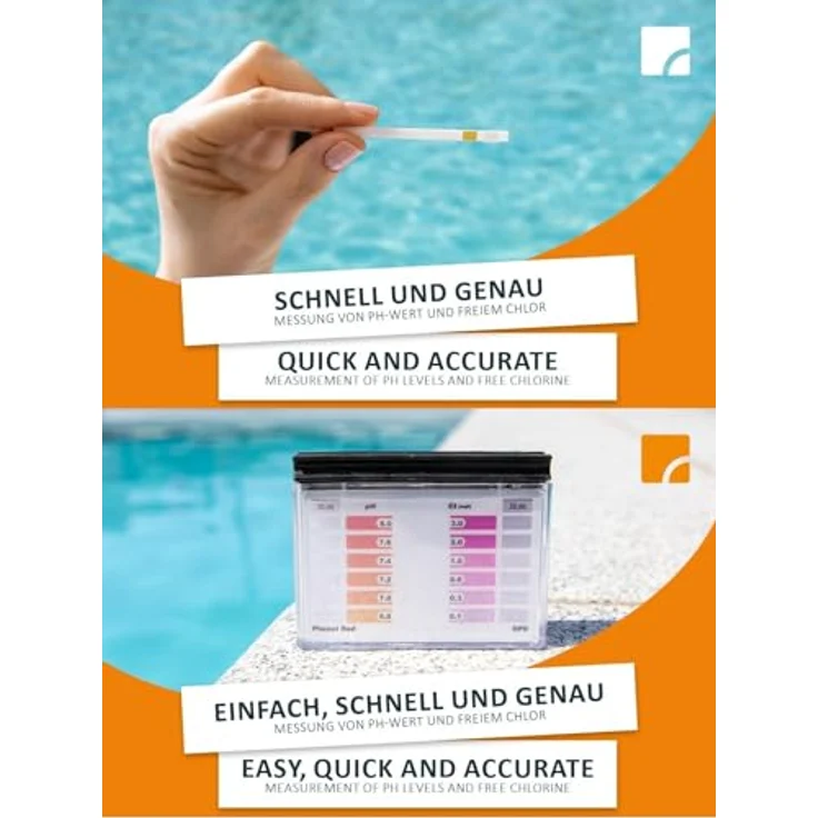Steinbach Poolpflege Total Blue Starter-Set, inkl. 50 Teststreifen, Dosierschwimmer & Testkit für pH-Wert/Chlor, ideal zur Wasserkontrolle, für sauberes und kristallklares Poolwasser – Bild 2