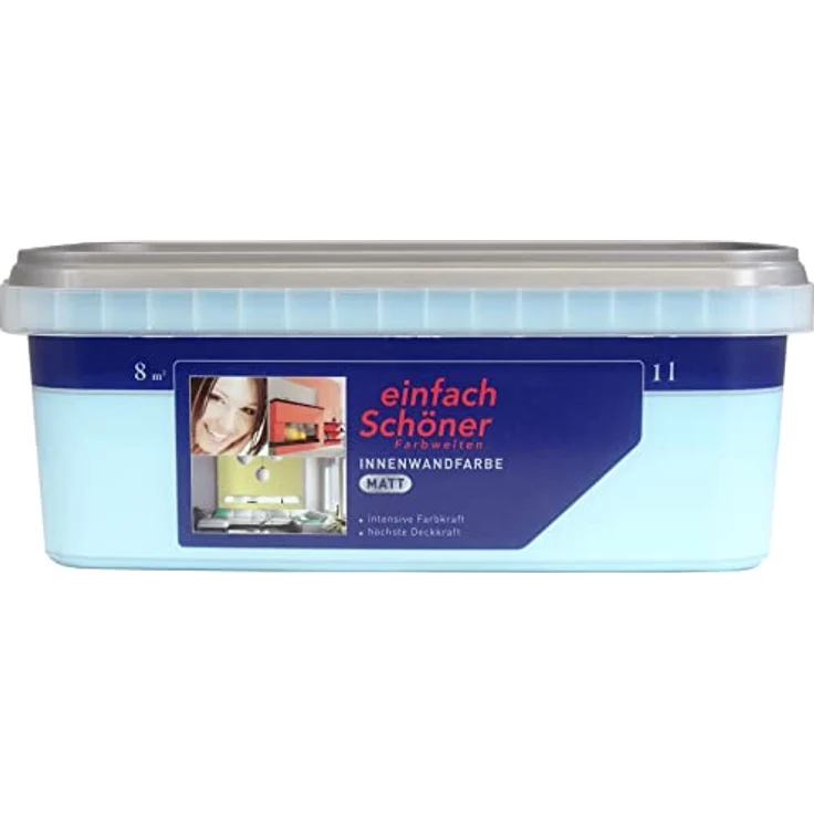Wilckens Innenwandfarbe matt, 1 l, intensive Lagunen Blau mit guter Deckkraft für Innenputz und Tapeten – Bild 1