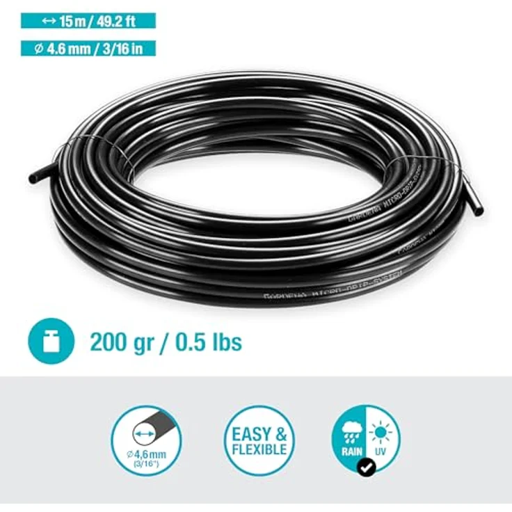 GARDENA Micro-Drip-System Verteilerrohr: Flexibles Zuleitungsrohr, 4.6 mm (3-16 Zoll), ober- und unterirdisch verlegbar, UV-stabilisiert, 15 m (1350-20) – Bild 2