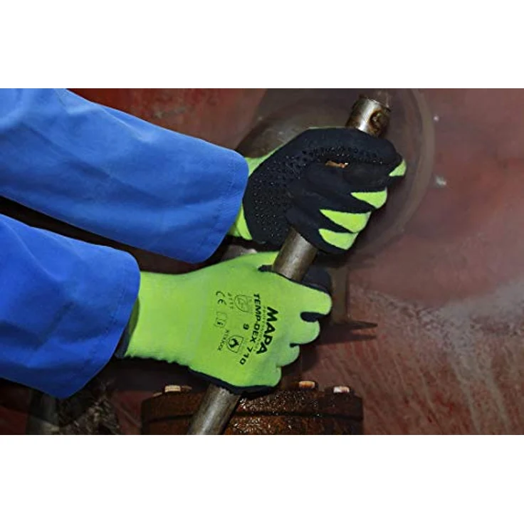 MAPA Professional TempDex 710 â€“ Nitril Thermohandschumit hoher Beweglichkeit und thermischem Schutz, im Einsatz in den Bereichen Keramik-Kunststoff und Bau, gelb, Größe 9 (1 Paar), Thermohandschuhe – Bild 3