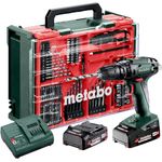 Metabo Akku-Schlagbohrschrauber SB 18 Set, 18 V, Mobile Werkstatt 2 x 2 Ah Li-Ion im Kunststoffkoffer, Leicht und Kompakt, Mit 78-teiligem Zubehörset