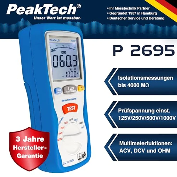 PeakTech 2695-2 - Isolationsmessgeraet Digital-Multimeter – Bild 3