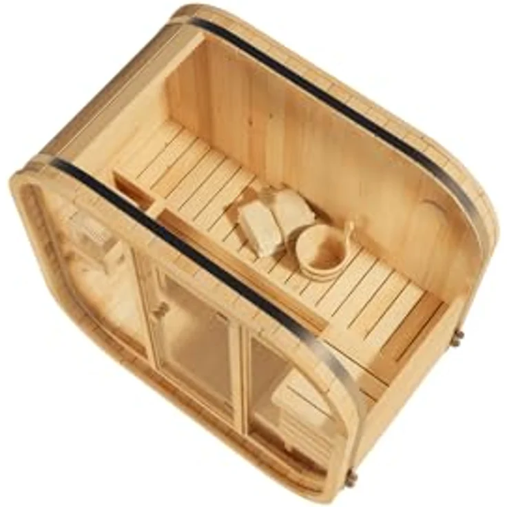 FinnTherm Sauna Innensauna Ellipso M, 42 mm Wandstärke, nordische Fichte – Bild 5