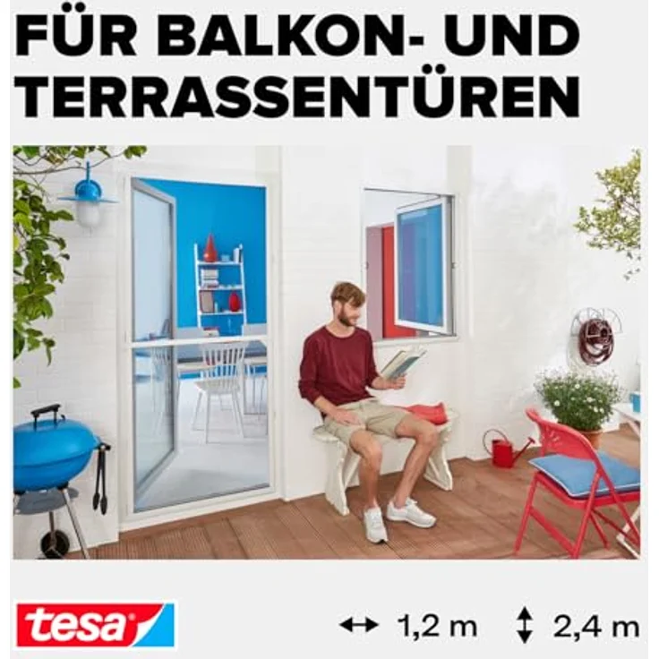 tesa Fliegengitter Alurahmen für Türen : Farbe weiß, 1,20m : 2,40m – Bild 3