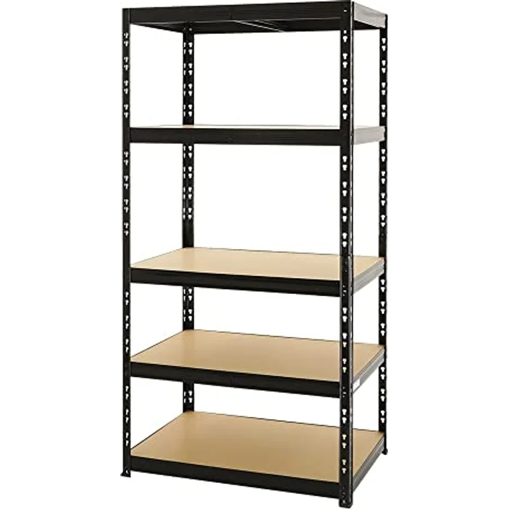 Proregal Schwerlastregal Tiger, 180 x 90 x 60 cm, Traglast 265 kg pro Boden, 5 höhenverstellbare Böden, Steckmontage, Schwarz – Bild 7