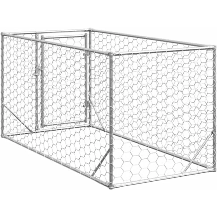 vidaXL Outdoor-Hundezwinger mit Tür 2x1x1 m Verzinkter Stahl, Großer Hundekäfig in Outdoor-Haustierkäfig, Mesh-Design, atmungsaktiv – Bild 5