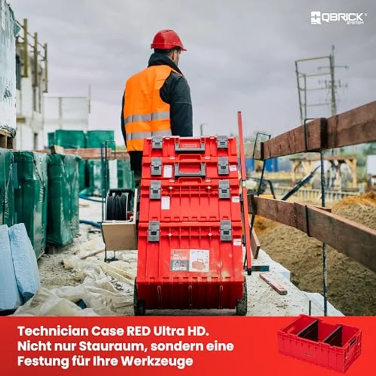 Qbrick ONE Box 2.0 Plus Red Ultra HD Custom, Werkzeugkoffer aus ultrabeständigem Kunststoff, 35 L Kapazität – Bild 4