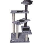 Wiltec Kratzbaum 100 cm mit Sisal in Grau/Hellgrau, Katzenbaum mit 3 Liegeflächen, Aussichtsplattform, 2-farbig