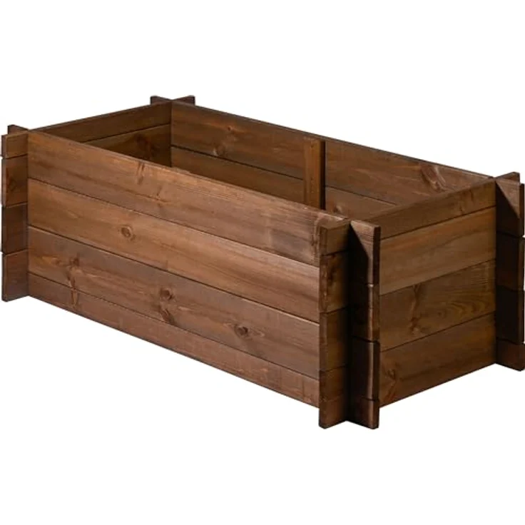 dobar® Großes Hochbeet mit Stecksystem | Pflanzkasten aus Massivholz | 117x58,5x38,5 cm | Dunkelbraun | Kiefer - Preisvergleich – Bild 1