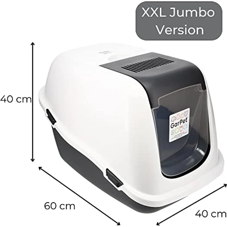 GarPet Katzenklo mit Deckel Aktivkohlefilter - Haube kippbar - extrahohe Unterschale große XXL Katzentoilette 60 Katzen WC Hauben Toilette – Bild 3