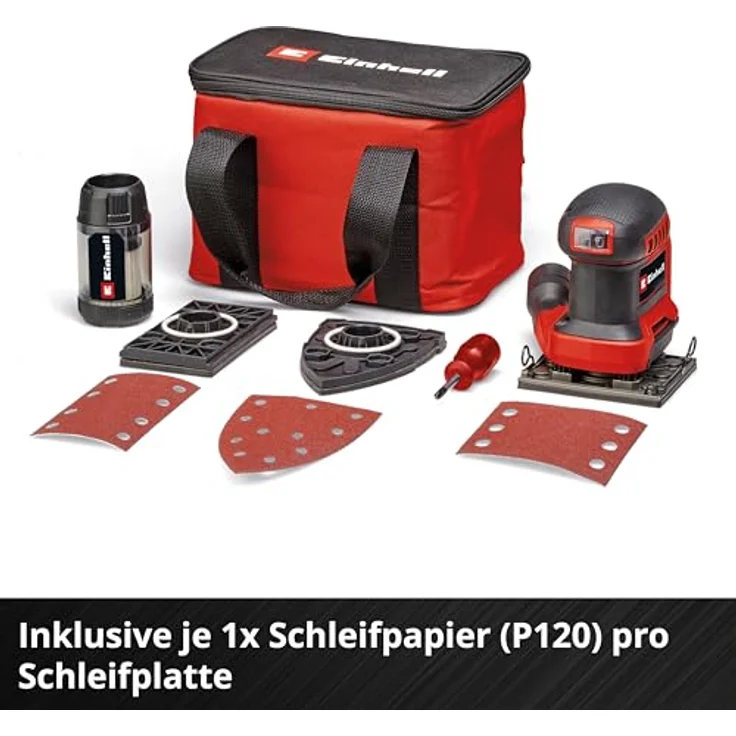 Einhell Akku-Schwingschleifer Faustschleifer TE-OS 18/113 3X Li - Solo, 22000 U/min, mit Aufbewahrungstasche und 3x Schleifpapier – Bild 7