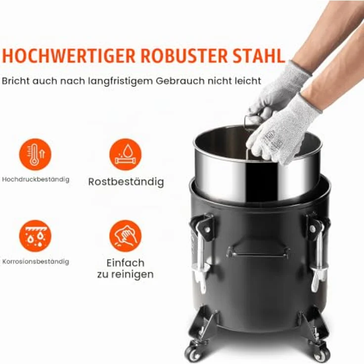 VEVOR 20 L Druckbehälter für Sprühfarbe, 70 psi einstellbarer Druck, mobil mit Rollen und Dichtmittel zur Leckreparatur für Heimdekoration und industrielle Lackierung – Bild 4