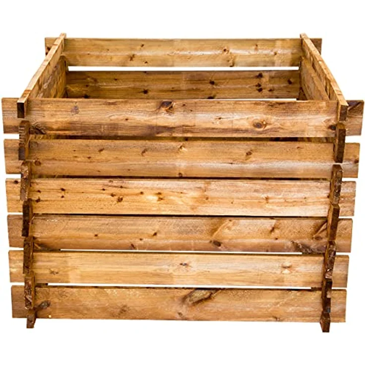 Komposter aus FSC-zertifiziertem Holz, Gartenkomposter braun imprägniert, 100 x 100 x 65 cm, Stecksystem, einfache Montage – Bild 1