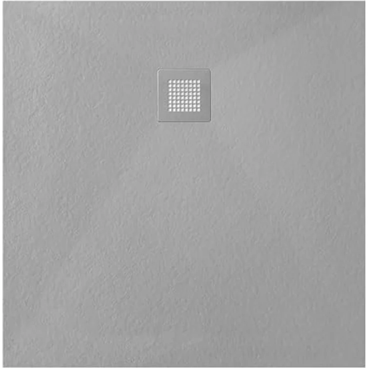 Veroni Duschwanne Kompositstein, flach mit Schiefer-Muster, 100 x 100 x 3 cm, grau, rutschhemmend und antibakteriell – Bild 2