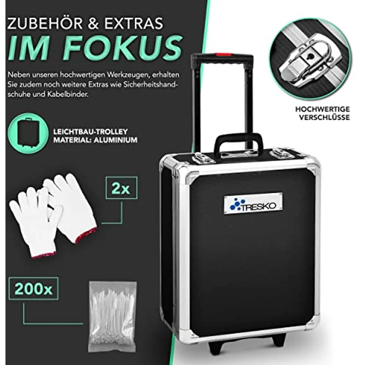 TRESKO 949 tlg Werkzeugkoffer Anthrazit Werkzeugkasten Werkzeugbox Werkzeugkiste Trolley Set – Bild 3