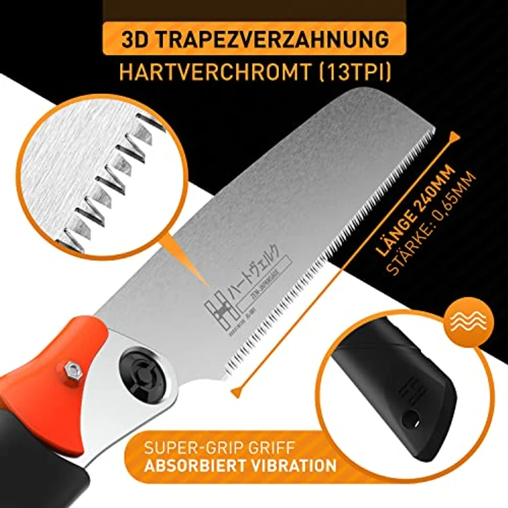 Hardtwerk® Japansäge Zen Kataba 240 mm, SK4 Karbonstahl, Zugsäge für präzise Holzarbeiten mit Super-Grip Griff – Bild 3