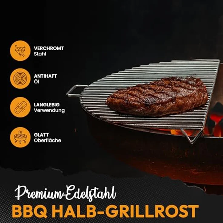 BonFeu BonGrill 1/2 Feuerschale Ø100, Grillrost aus robustem Stahl für vielseitiges Kochen im Freien – Bild 2