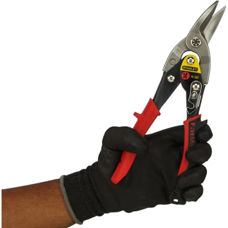 Stanley Blechschere Maxsteel (links, 250 mm Länge, Bi-Material Kunststoffhandgriff, chromveredelt, Einhandbedienung) rot, 2-14-562 – Bild 4