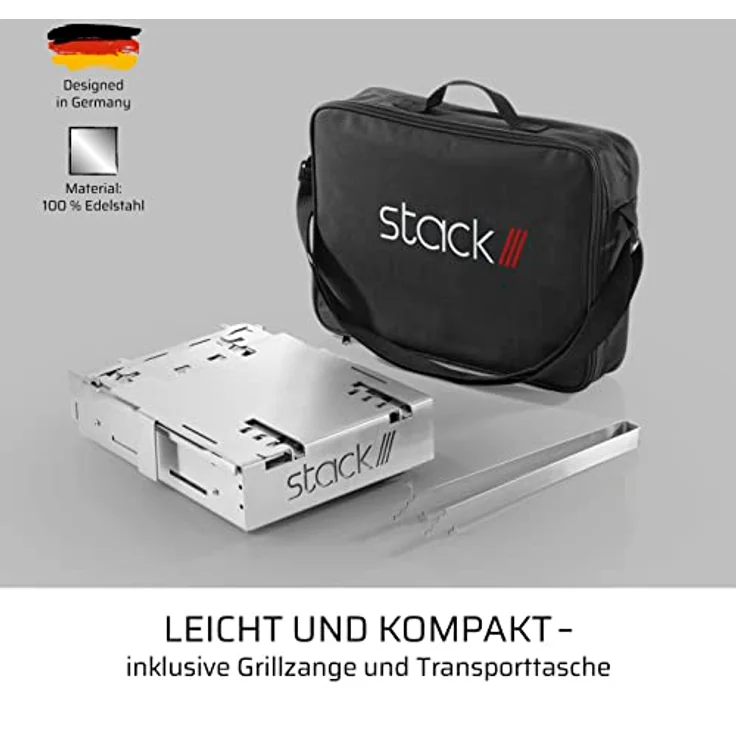 STACK - Grill und Feuerstelle in einem | Kleiner, handlicher und mobiler Grill mit innovativem Stecksystem | Flexibel als Grill und Feuerstelle einsetzbar, Designed in Deutschland – Bild 2
