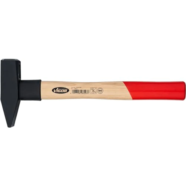 ViGOR Schlosserhammer V2662-800 800g Hammerkopf, Hickoryholzgriff, Gummi-Schlagschutz, 350 mm - robust und ergonomisch, Vigor – Bild 2