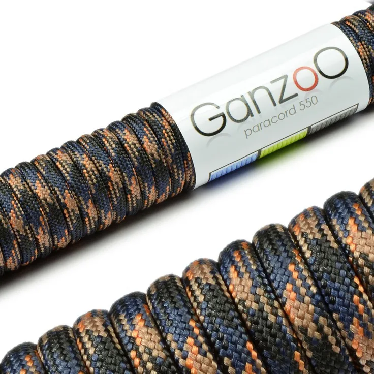 Ganzoo Paracord 550 Seil / Typ III / Mehrfarbig - Reißfestes Kernmantel-Seil mit 7 Kernsträngen
