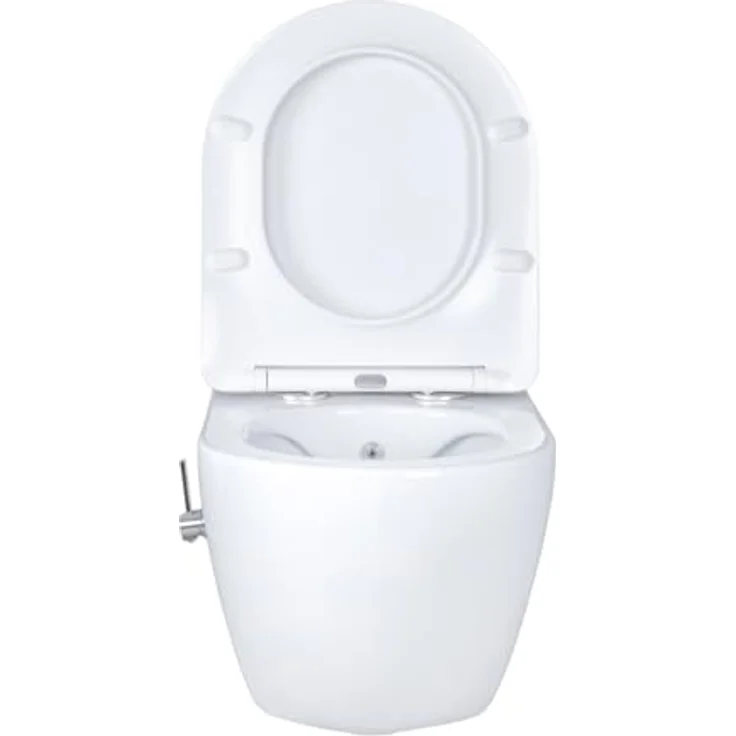 Creavit RIMOFF Wand WC Weiß - spülrandlos mit Absenkautomatik und Edelstahl-Bidet-Düse mit Kaltwasserhebel – Bild 4