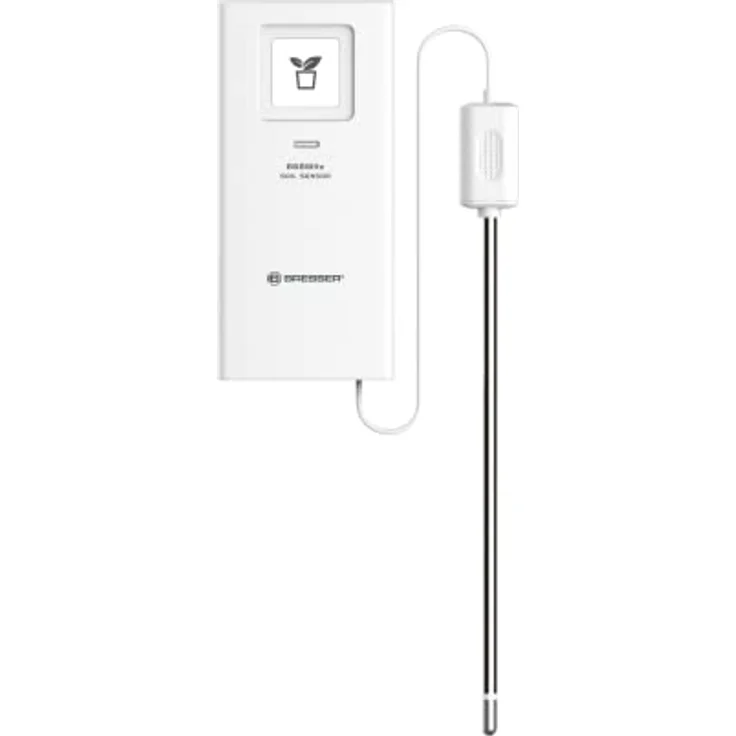 BRESSER Bodenfeuchtesensor und Temperaturmesser, drahtloser Funksensor mit 150 m Reichweite, 7 Kanälen und wetterfestem Gehäuse – Bild 1