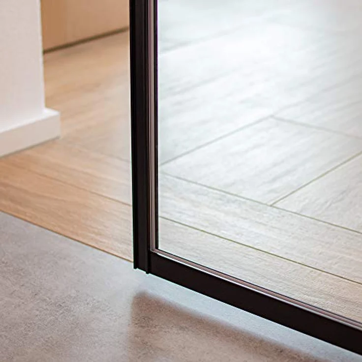 inova Glasschiebetür 1025x2200mm klar ESG mit schwarzem Aluminium Profil, Komplettset inkl. 2-seitigem Softclose und wartungsfreien Kugellagern – Bild 5