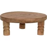 Spetebo Mangoholz Blumenhocker natur - 24 cm - Pflanzenständer auf 3 Füßen - Pflanzen Hocker Blumen Ständer Deko Teller klein Echtholz